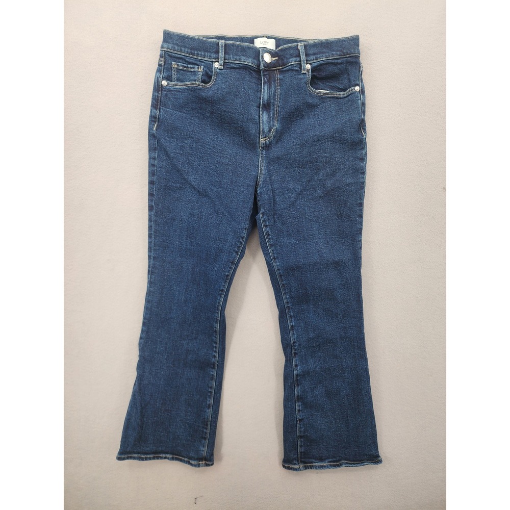 Loft Outlet High Rise Flare Crop Jeans Dark Wash Stretch Denim Size 10 Trendy
